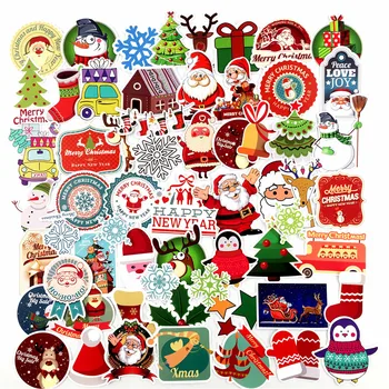 100vnt/set Linksmų Kalėdų lipdukas Kawaii Santa Claus Sniego senį, Kalėdų Eglutė Sąsiuvinis Vandeniui PVC Naujųjų Metų Dovana Lipdukas