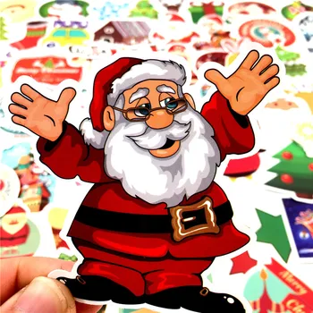 100vnt/set Linksmų Kalėdų lipdukas Kawaii Santa Claus Sniego senį, Kalėdų Eglutė Sąsiuvinis Vandeniui PVC Naujųjų Metų Dovana Lipdukas