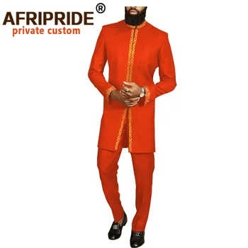 Afrikos Kostiumas Vyrams Dashiki Paltai ir Ankaros Kelnės 2 dalių Komplektas Vestuvių Vakarą Komplektai Slim Fit Outwear Striukė Drabužius A2016025
