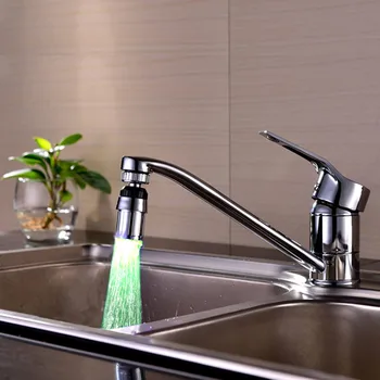 1pc LED Maišytuvas Virtuvės Kriauklė 7Color Pakeisti Vandens Švyti Vandens Srauto Dušo Čiaupus Šviesos virtuvės maišytuvai virtuvės įrankiai