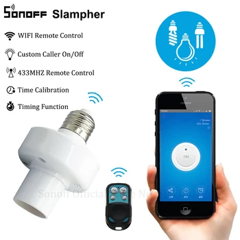 Sonoff Slampher RF 433MHz Belaidžio Kontroliuoti Šviesos Turėtojas E27 Universal WiFi Šviesos Žibinto Lemputės Laikiklį Smart Home Jungiklis 