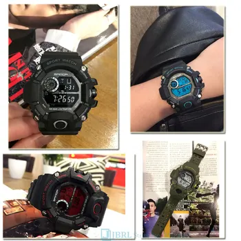 Atsparus vandeniui Skaitmeninės Žiūrėti Vyrų Sporto Laikrodžiai Elektroninių LED Vyrų Riešo Žiūrėti Vyrų Laikrodis Garsaus Prekės ženklo, Karinės Armijos Laikrodis