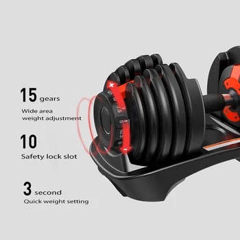Sporto salė 52.5 lb reguliuojamas hantelio rinkinys 24kg buitinių 16 pavaras greitai prisitaikyti automatinis plieninių hantelių stovo 90LB Fitneso įranga