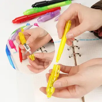 7st UV rašiklį nustatyti, nematomas rašiklis vaikas spy žaislas pen, įmontuotas UV šviesos dovana ir saugumo žymeklį kūdikių Kalėdų dovana