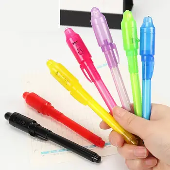 7st UV rašiklį nustatyti, nematomas rašiklis vaikas spy žaislas pen, įmontuotas UV šviesos dovana ir saugumo žymeklį kūdikių Kalėdų dovana