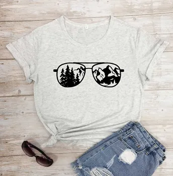 Aviator Akiniai nuo saulės, Kalnų, Kempingas t shirt grafikos moterų mados grynos medvilnės atsitiktinis unisex grunge tumblr hipster tees viršūnes M057
