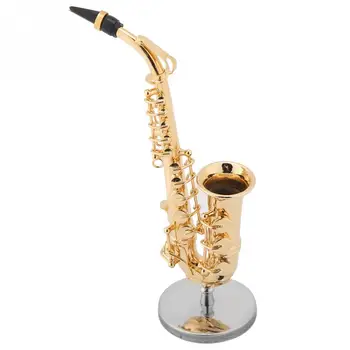 Miniatiūriniai Alto Saksofonas Replika su Stovu ir Atveju Auksą, Padengtą Priemonė Modelio Papuošalus