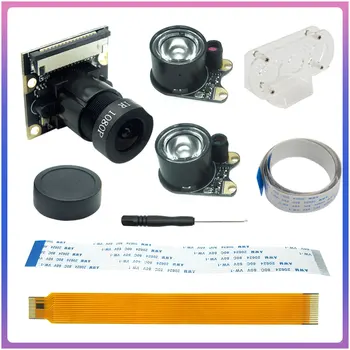 5MP Aviečių Pi 4 Fotoaparato Židinio Reguliuojamas Naktinio Matymo Kamera + infraraudonųjų SPINDULIŲ Jutiklį, Šviesos, + Laikiklis Aviečių Pi 4 Modelis B/3B+/3B/Nulis