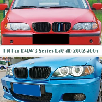 2X Juodos Priekinės Grotelės Grotelių Inkstų Pakeitimo BMW E46 Sedanas 4 durų 1998 1999 2000 2001 2002-2004 M Galios, Sporto Reikmenys