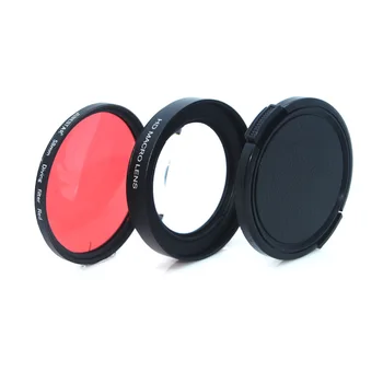 58mm 16X HD Arti Makro Objektyvo Adapterio Žiedas Fotoaparato Objektyvą raudoną Filtrą, dėl GoPro HERO 4 5 6 7 Fotoaparato Priedai