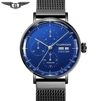 GUANQIN 2019 laikrodis verslo Automatinis laikrodis vyrams 3D Kreivė, Mechaninė vandeniui vyriški laikrodžiai top brand prabanga erkek kol saati